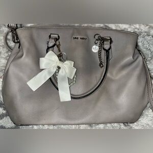 Nine West Gray Satchel with White Bow Accent